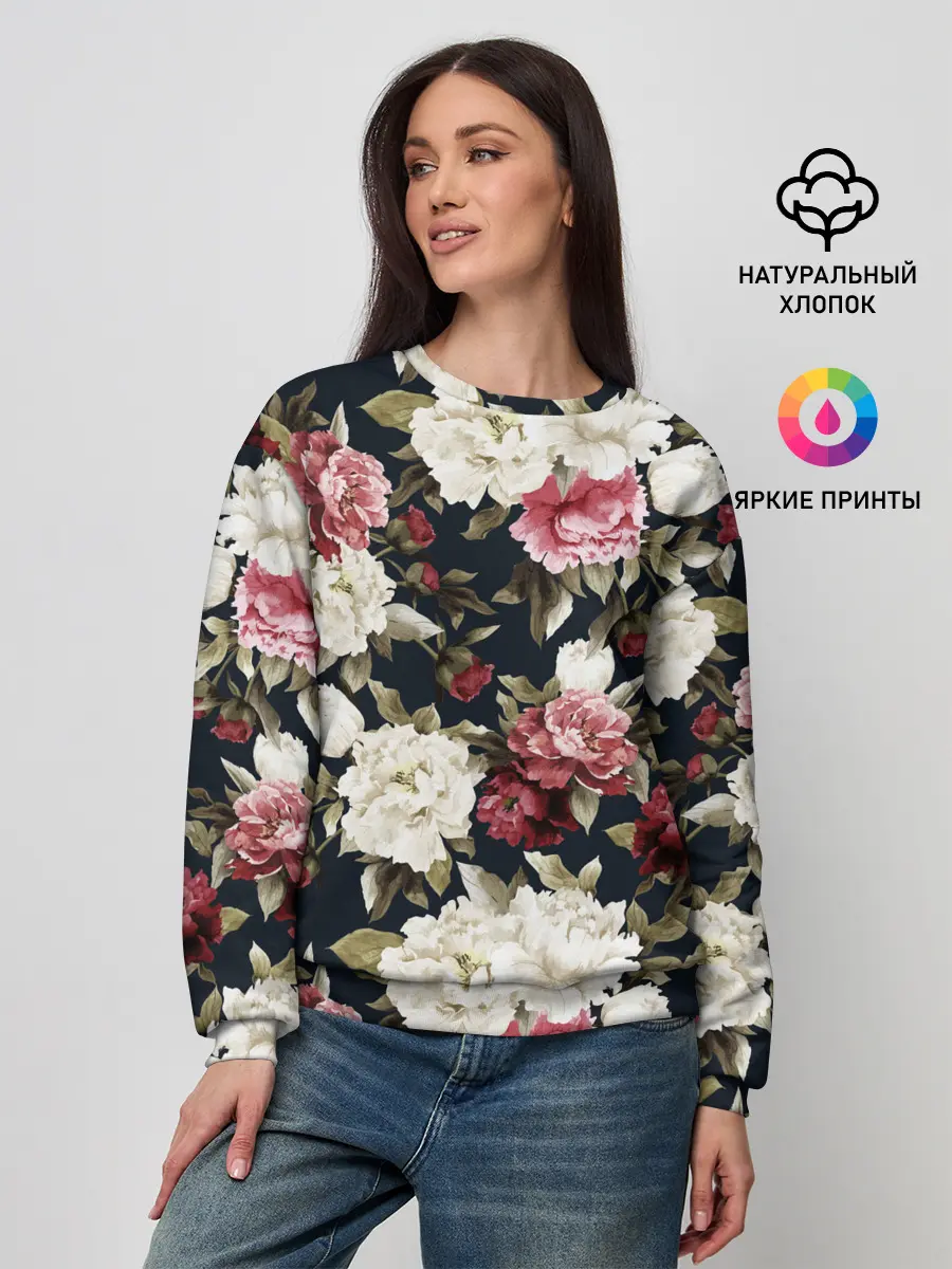 Женский свитшот / Акварель, розы