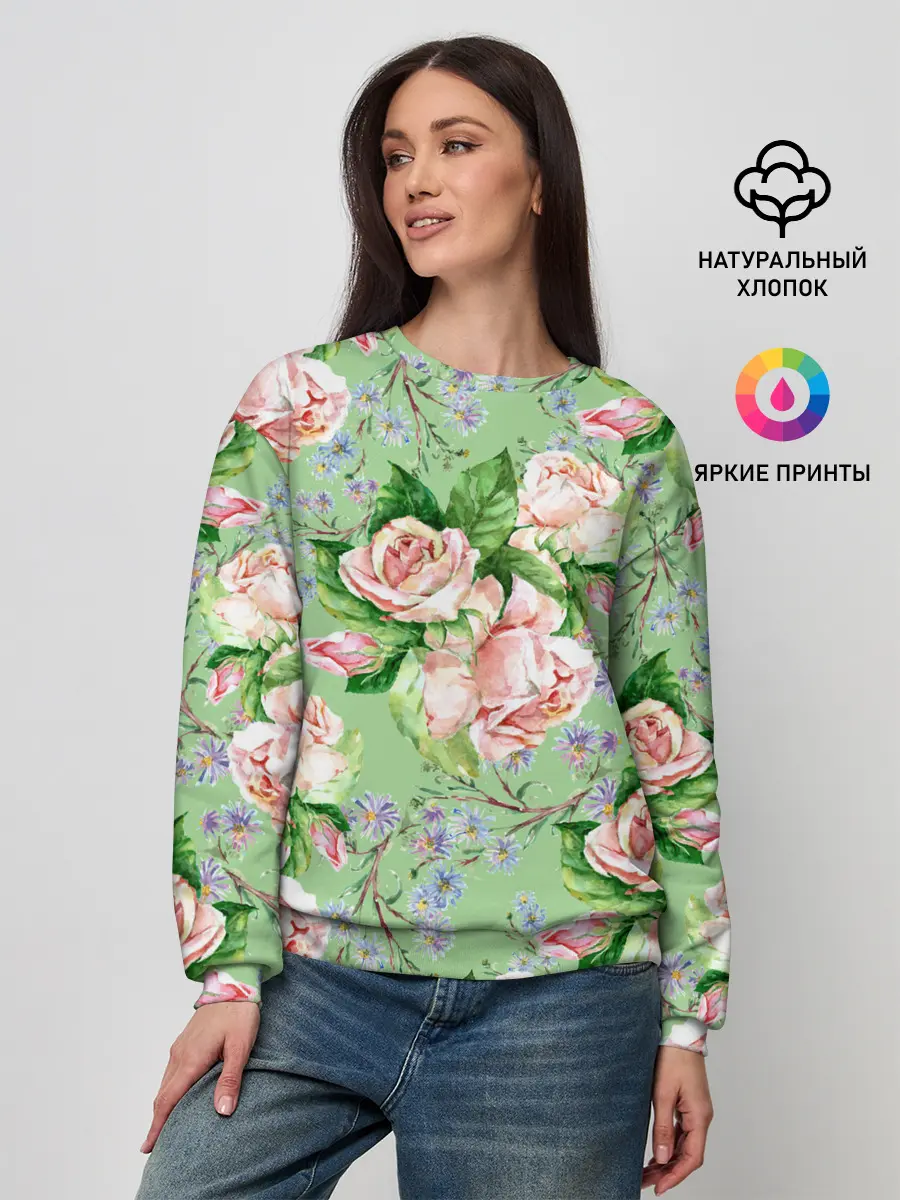 Женский свитшот / Розы и васильки