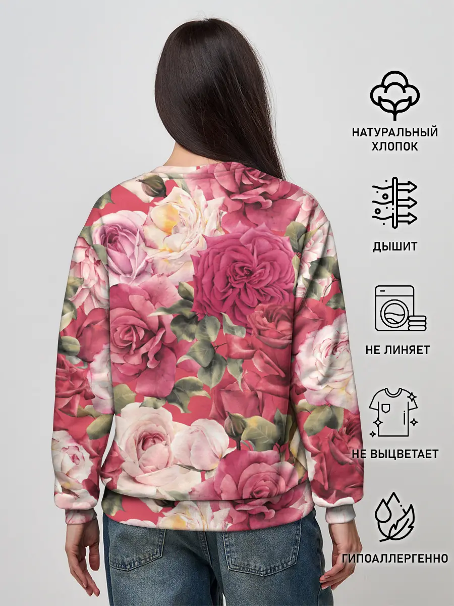 Женский свитшот / Акварель, розы