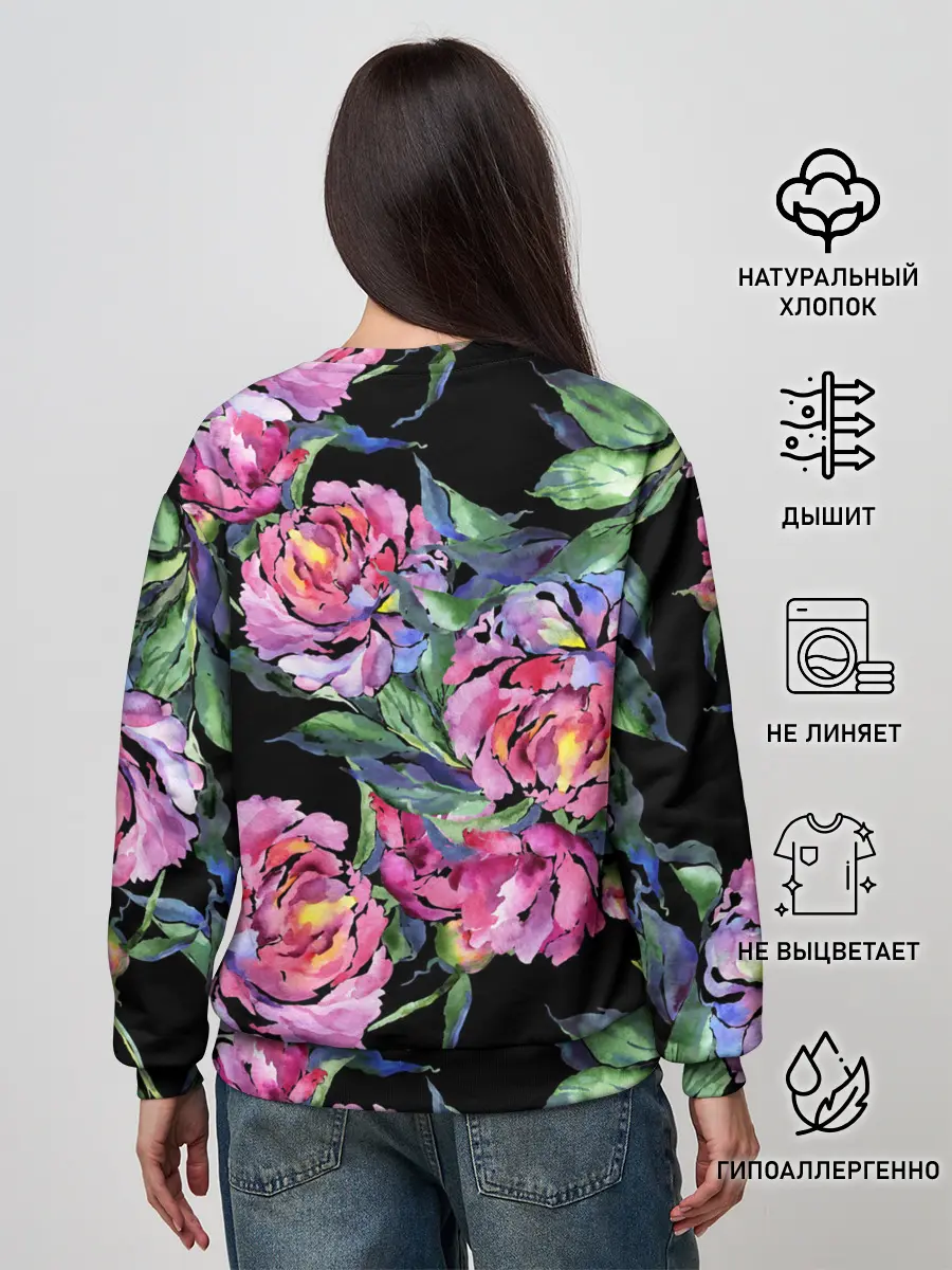 Женский свитшот / Розовые пионы