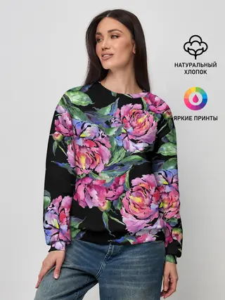 Женский свитшот / Розовые пионы
