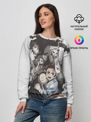 Женский свитшот / Kimetsu no Yaiba на сером