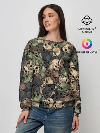 Женский свитшот / Камуфляж с черепами