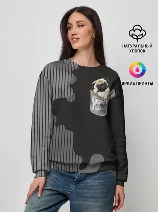 Женский свитшот / Мопс в кармане