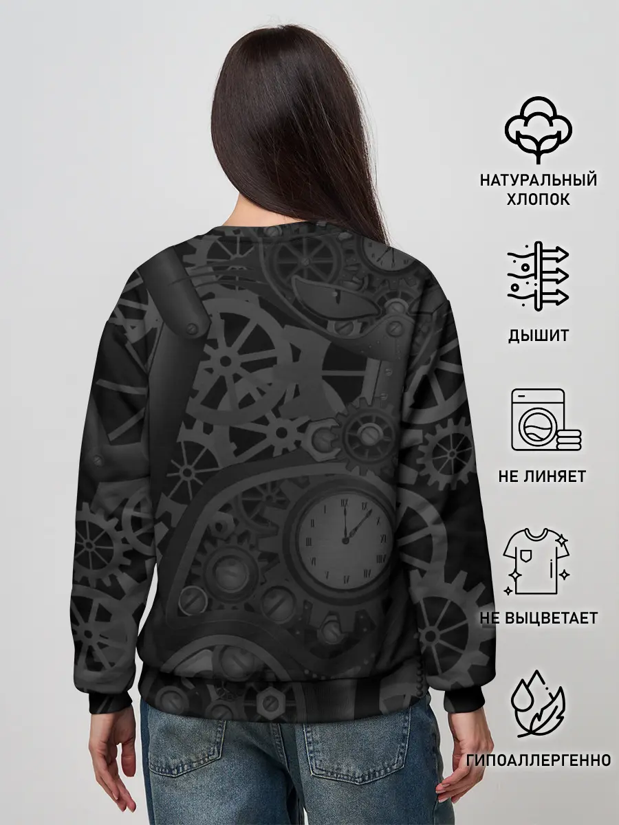 Женский свитшот / Кошка в стиле стимпанк