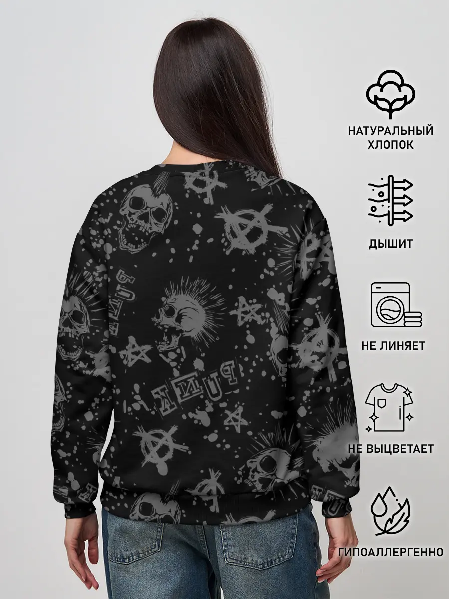 Женский свитшот / Кот в косухе