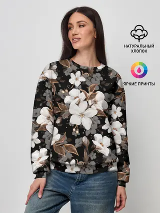 Женский свитшот / Белые цветы