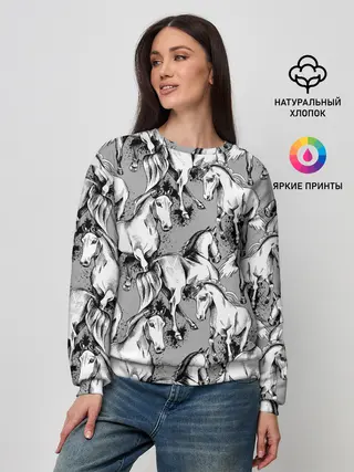 Женский свитшот / Белые лошади
