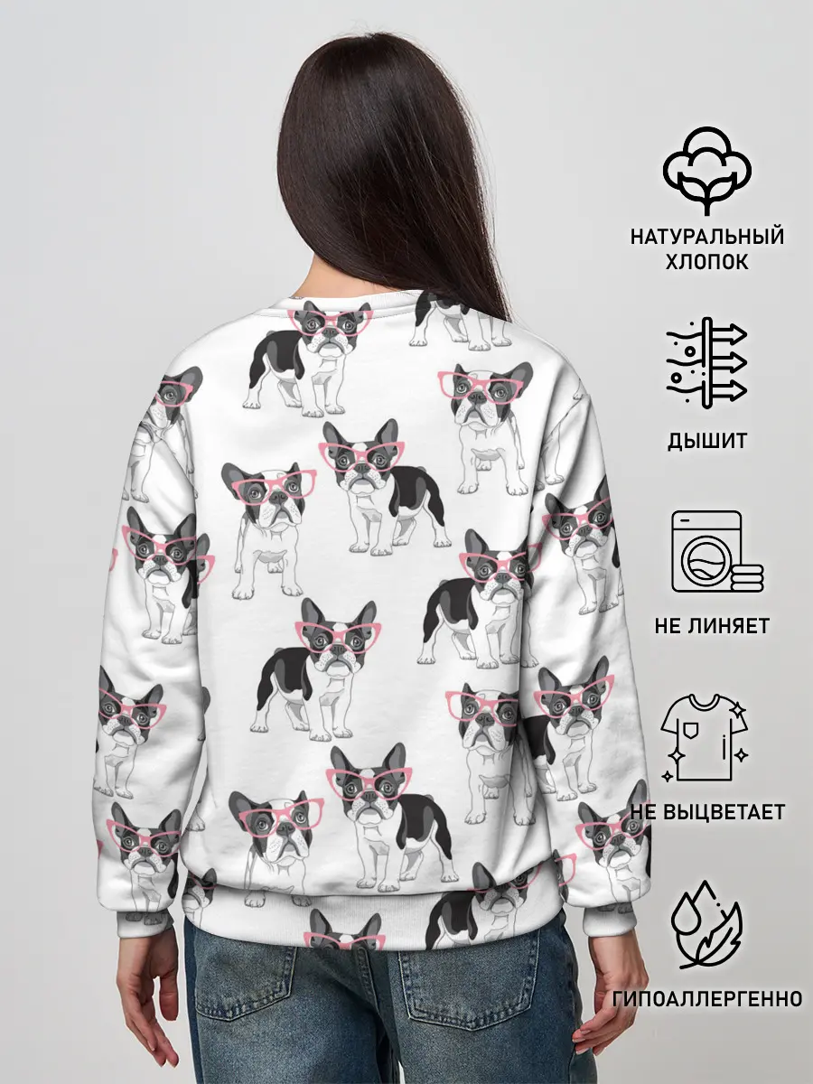 Женский свитшот / Французские бульдоги в очках