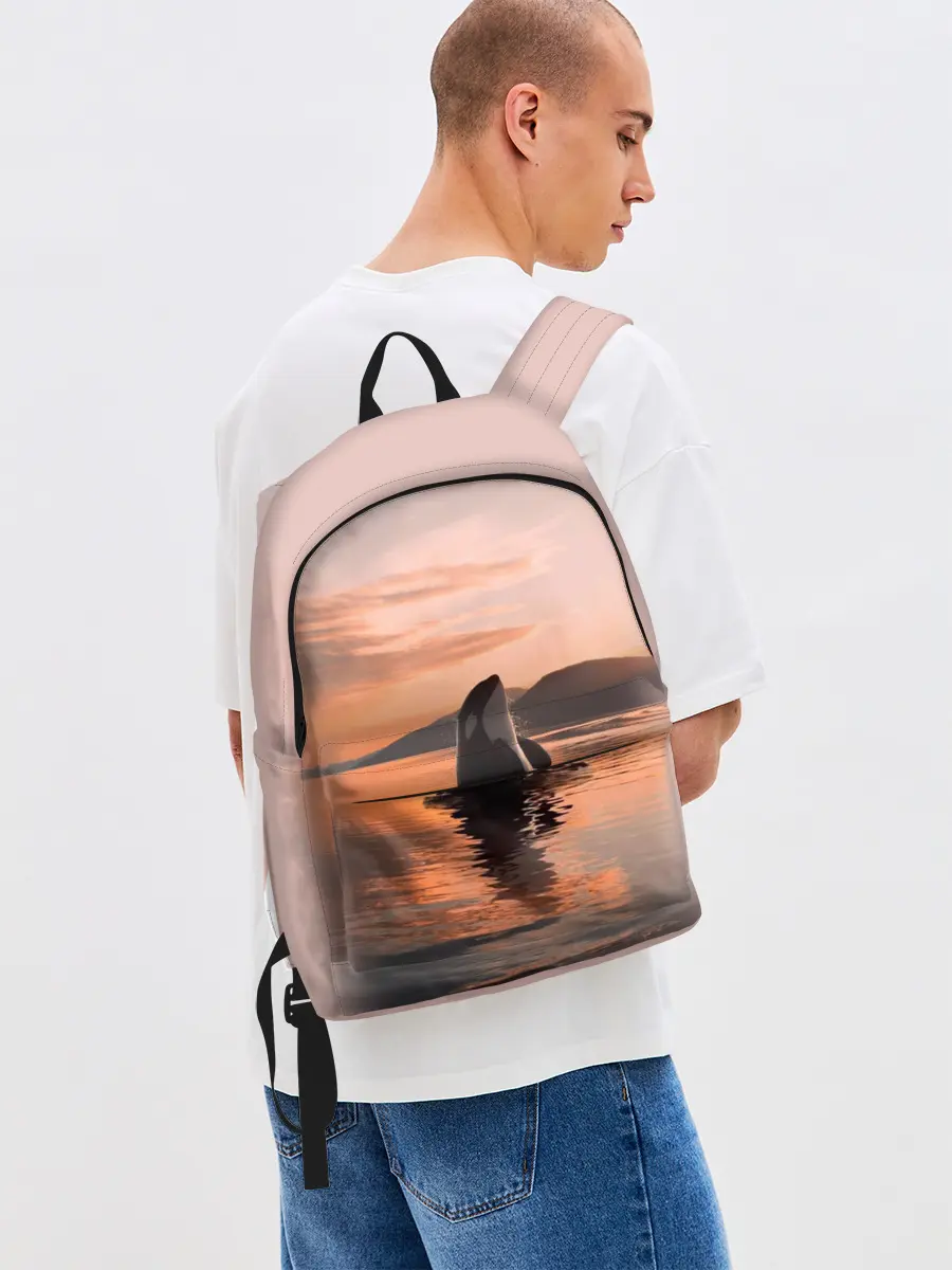 Рюкзак джинсовый / касатки на закате