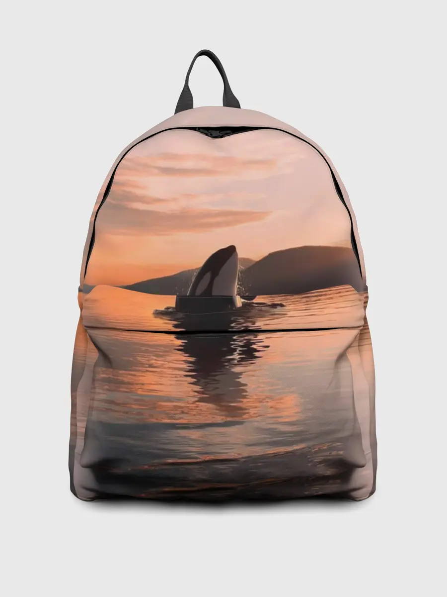 Рюкзак джинсовый / касатки на закате