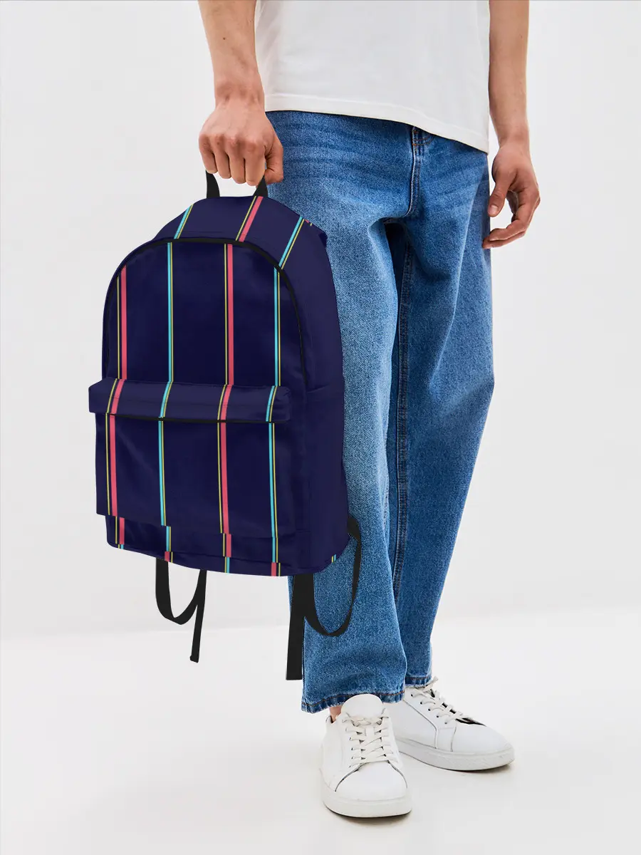 Рюкзак джинсовый / Синие и розовые полосы