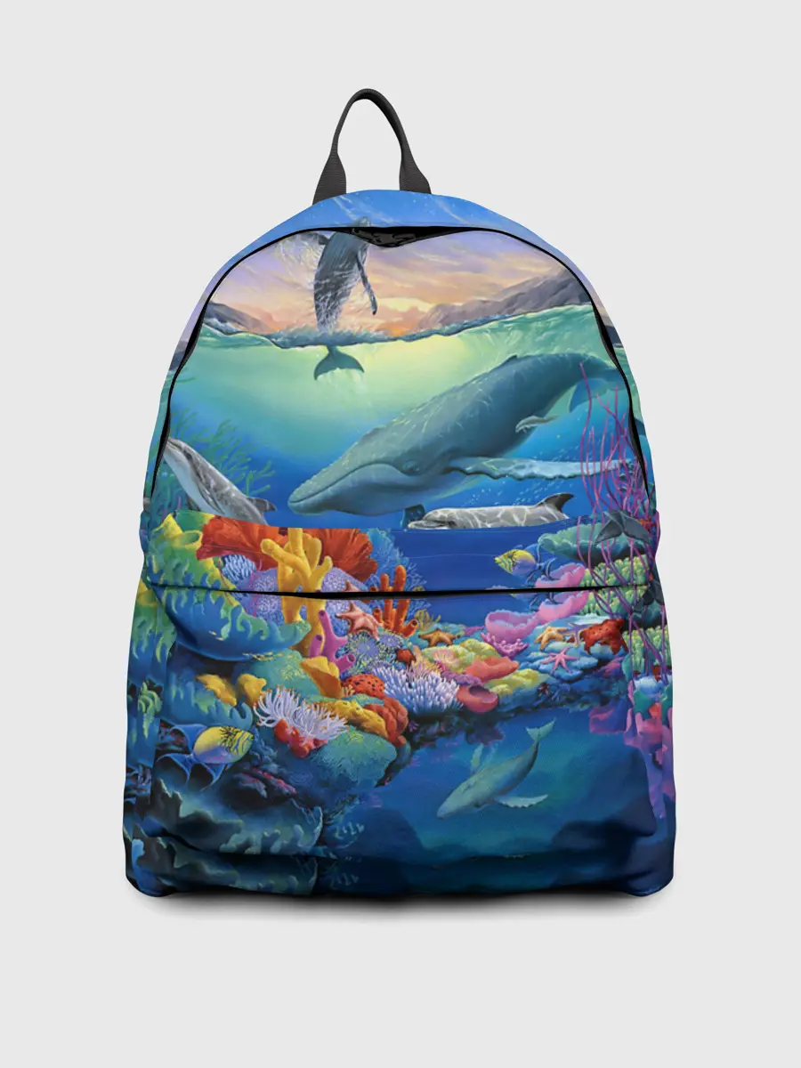 Рюкзак джинсовый / Киты и дельфины