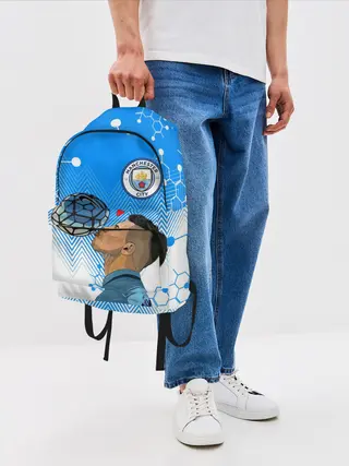 Рюкзак джинсовый / СЕРХИО АГУЭРО / МАНЧЕСТЕР СИТИ