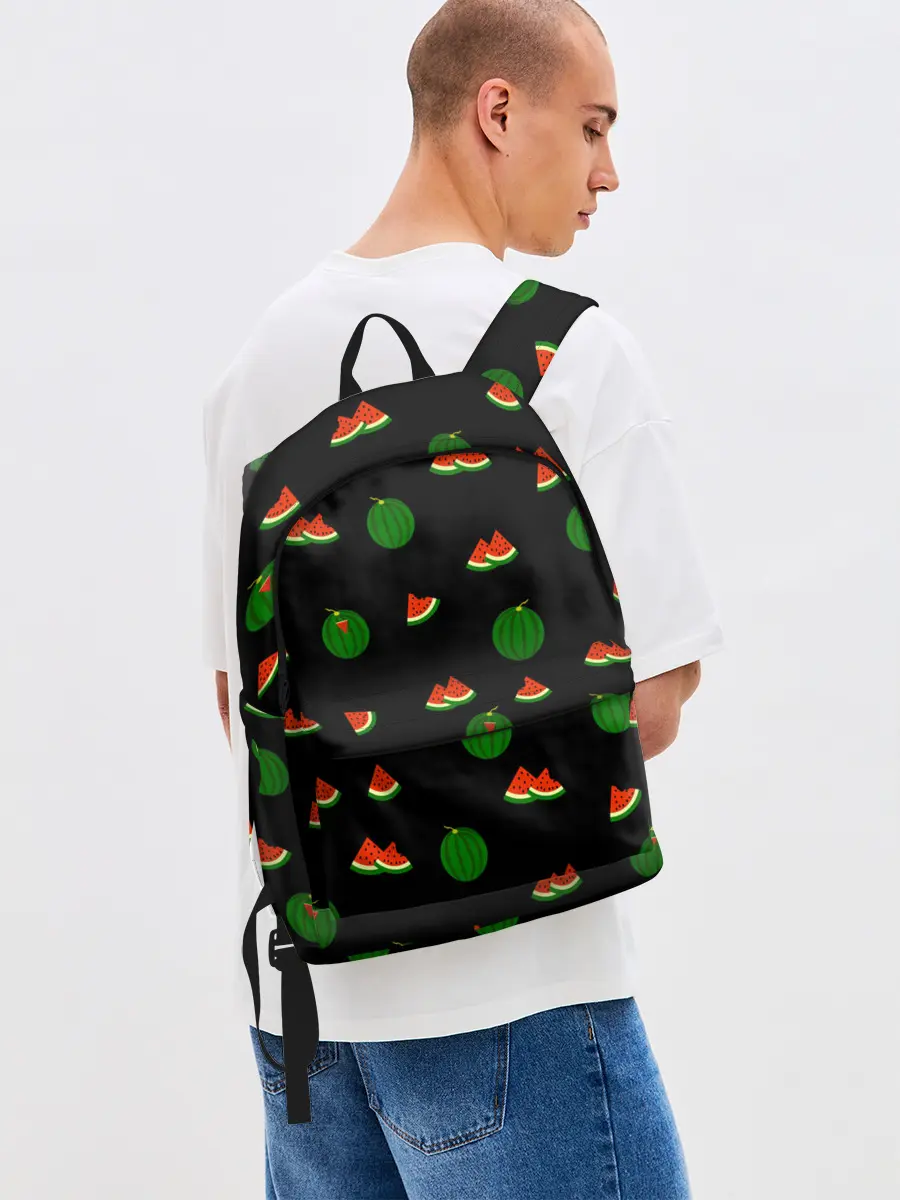 Рюкзак джинсовый / Арбуз на черном фоне