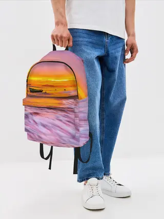 Рюкзак джинсовый / Закат на пляже
