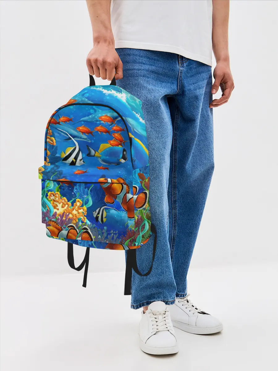 Рюкзак джинсовый / Коралловые рыбки