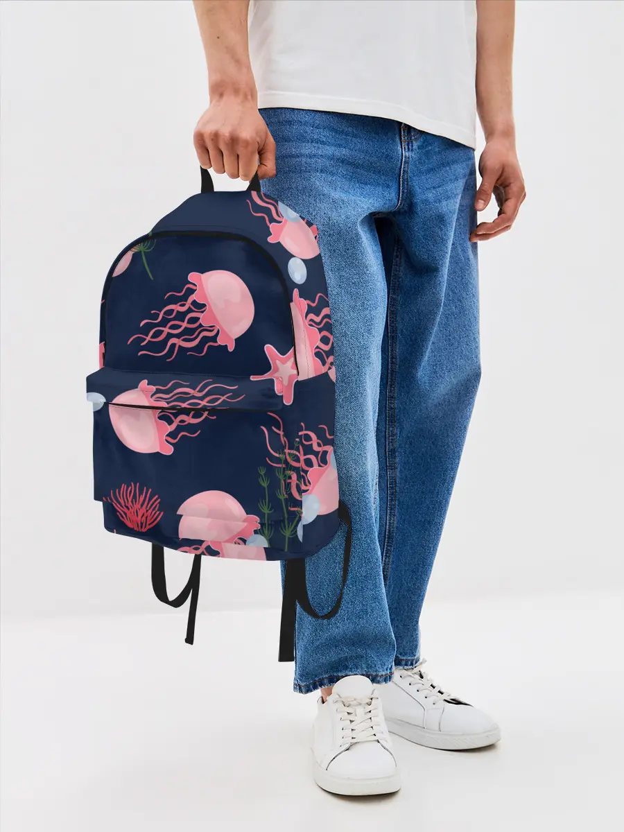 Рюкзак джинсовый / розовые медузы
