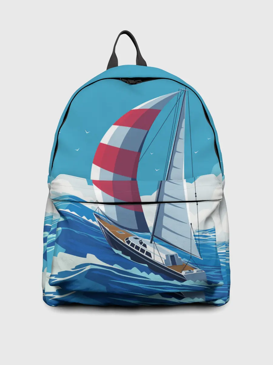 Рюкзак джинсовый / ПАРУСНИК В МОРЕ | ЛЮБЛЮ МОРЕ