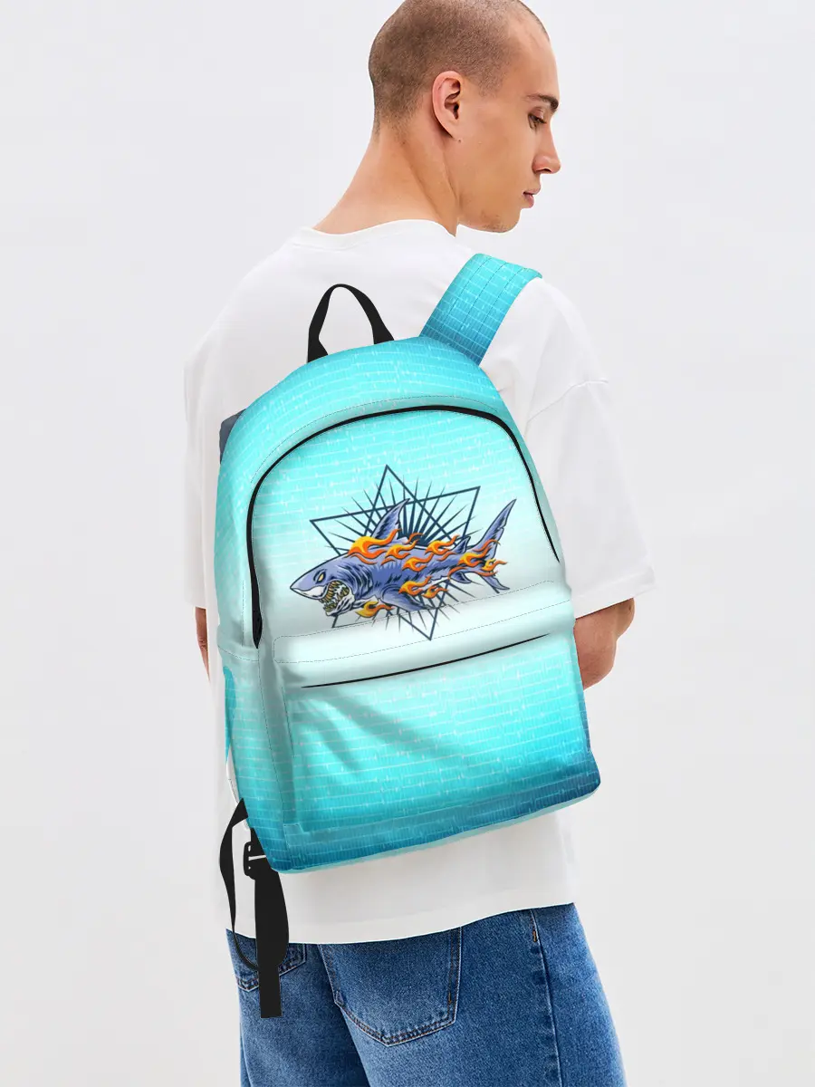 Рюкзак джинсовый / Акула в огне