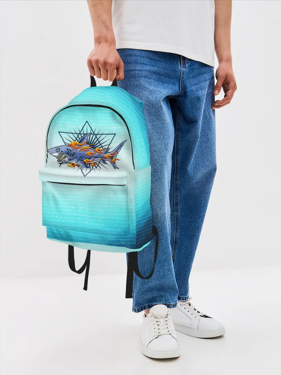 Рюкзак джинсовый / Акула в огне