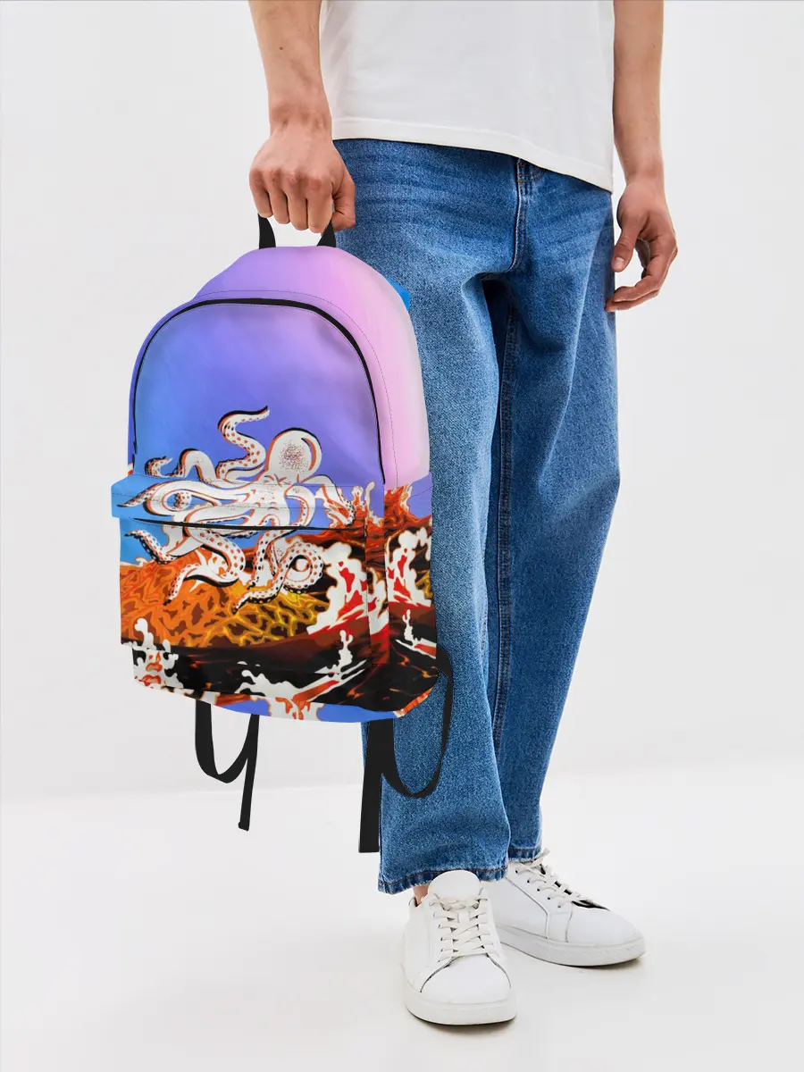 Рюкзак джинсовый / Осьминог в Лаве | Градиент
