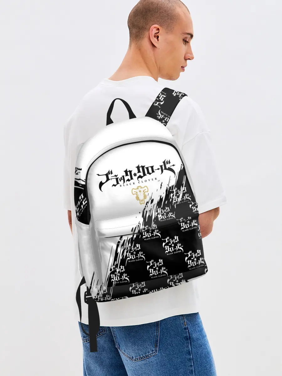 Рюкзак джинсовый / Чёрный клевер черно-белый разрыв