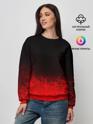 Женский свитшот / КРАСНО-ЧЕРНЫЙ ГРАДИЕНТ