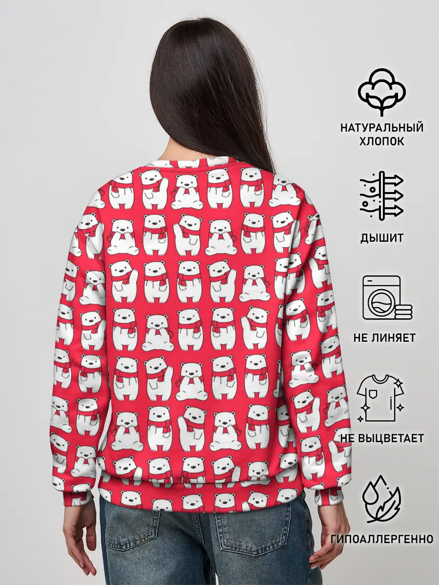 Женский свитшот / Мишки в шарфиках