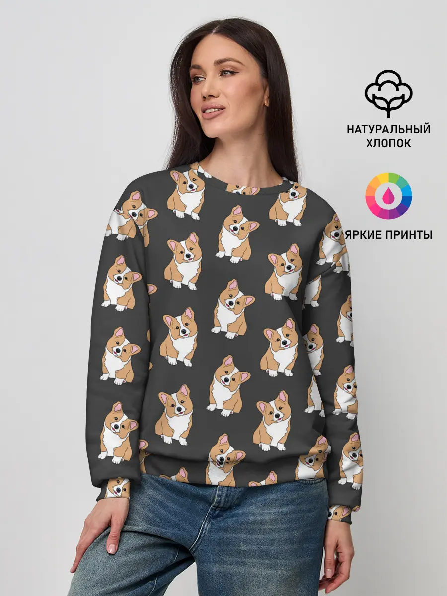 Женский свитшот / Корги малыши