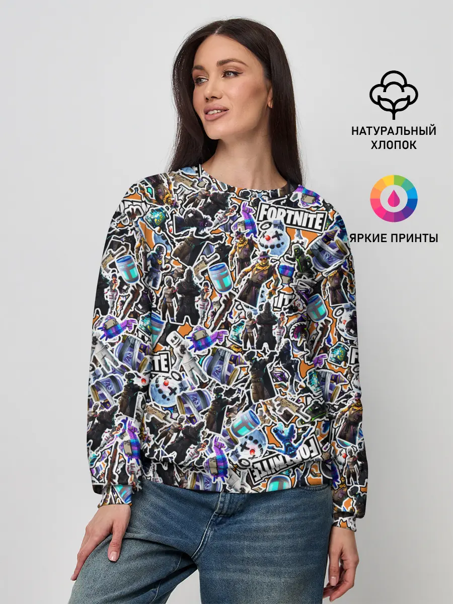 Женский свитшот / Fortnite Sticker Bombing