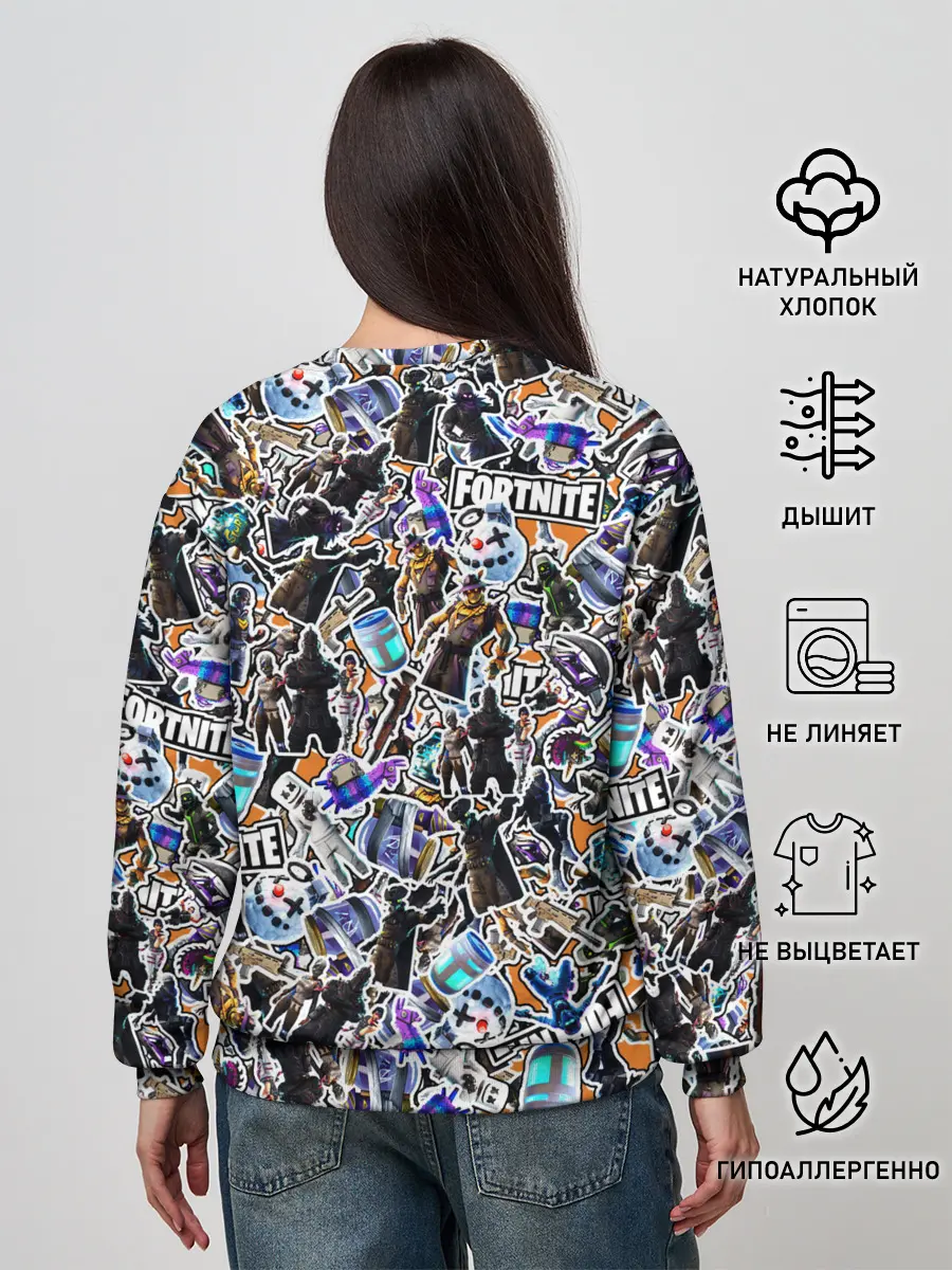 Женский свитшот / Fortnite Sticker Bombing