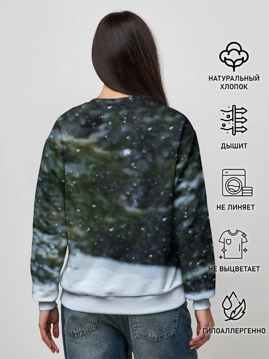 Женский свитшот / Лиса в зимнем лесу