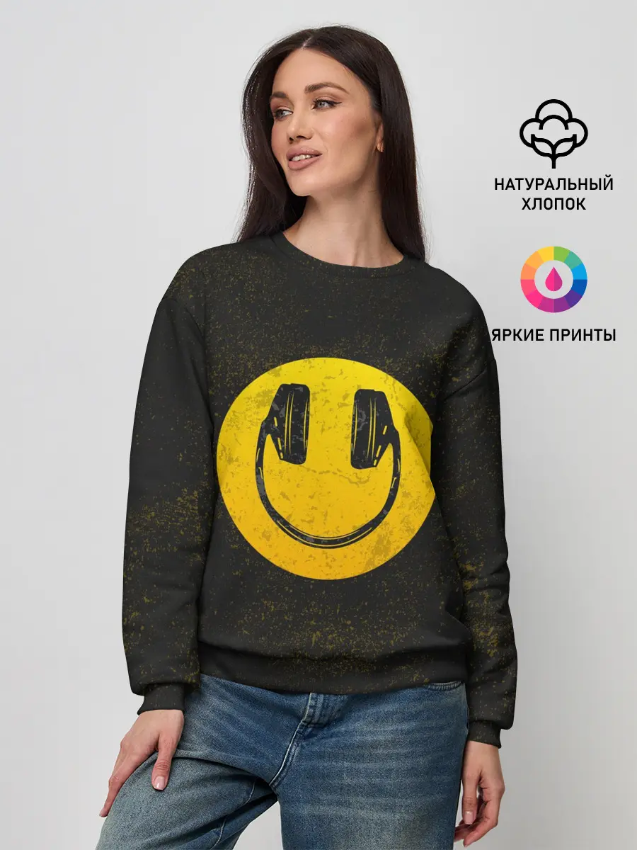 Женский свитшот / Наушники Смайл