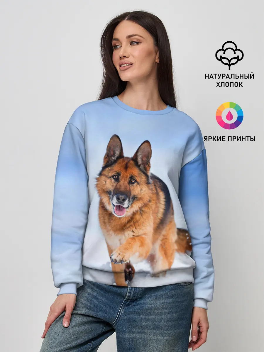 Женский свитшот / Овчарка и снег