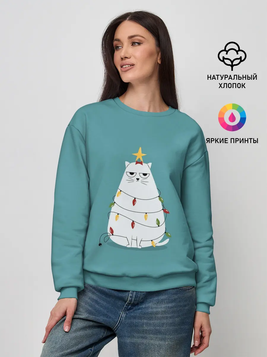 Женский свитшот / Кото-ёлка