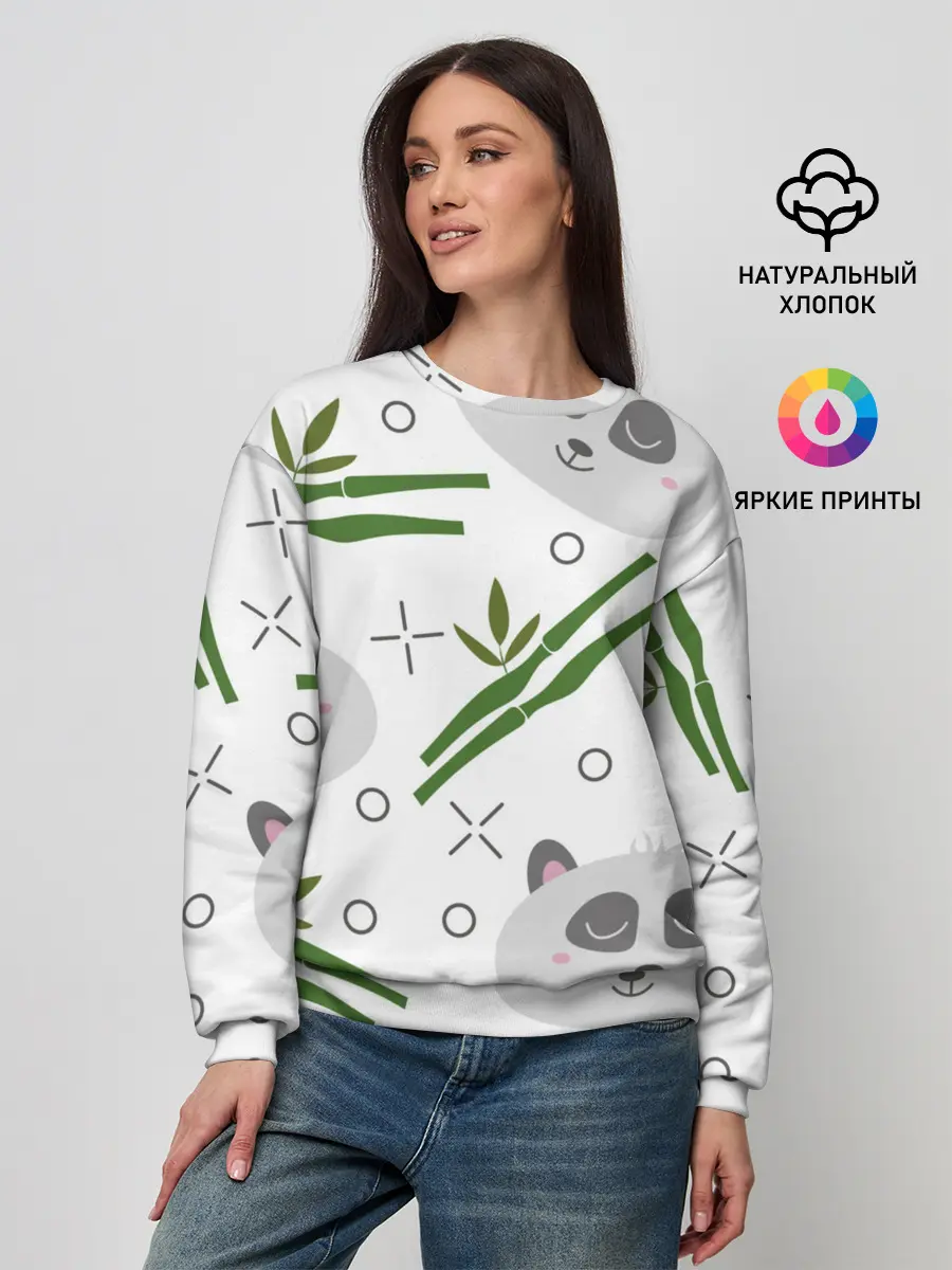 Женский свитшот / Панда с бамбуком