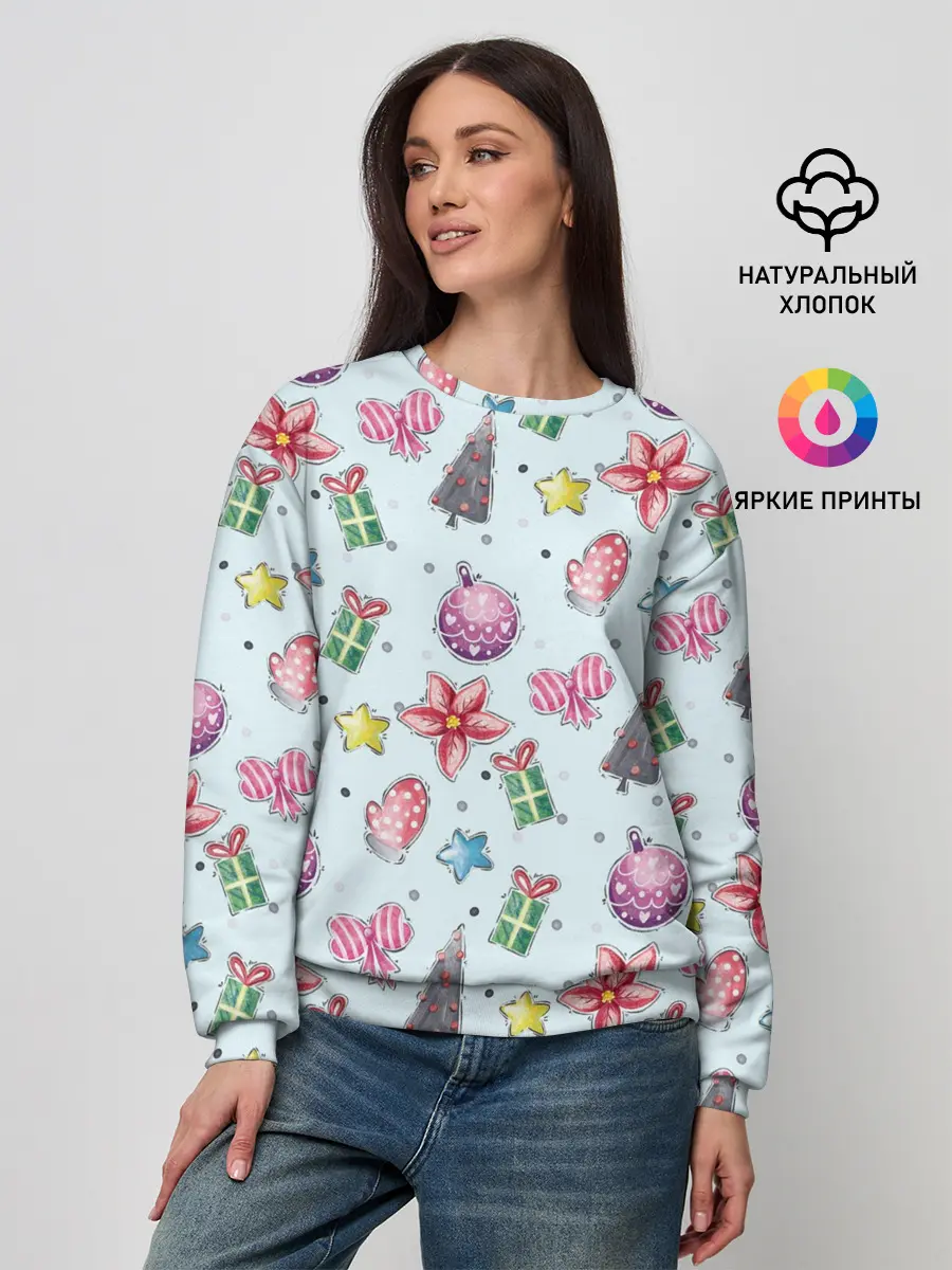 Женский свитшот / новогодние игрушки