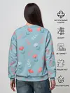 Женский свитшот / Цветочки и листики на голубом