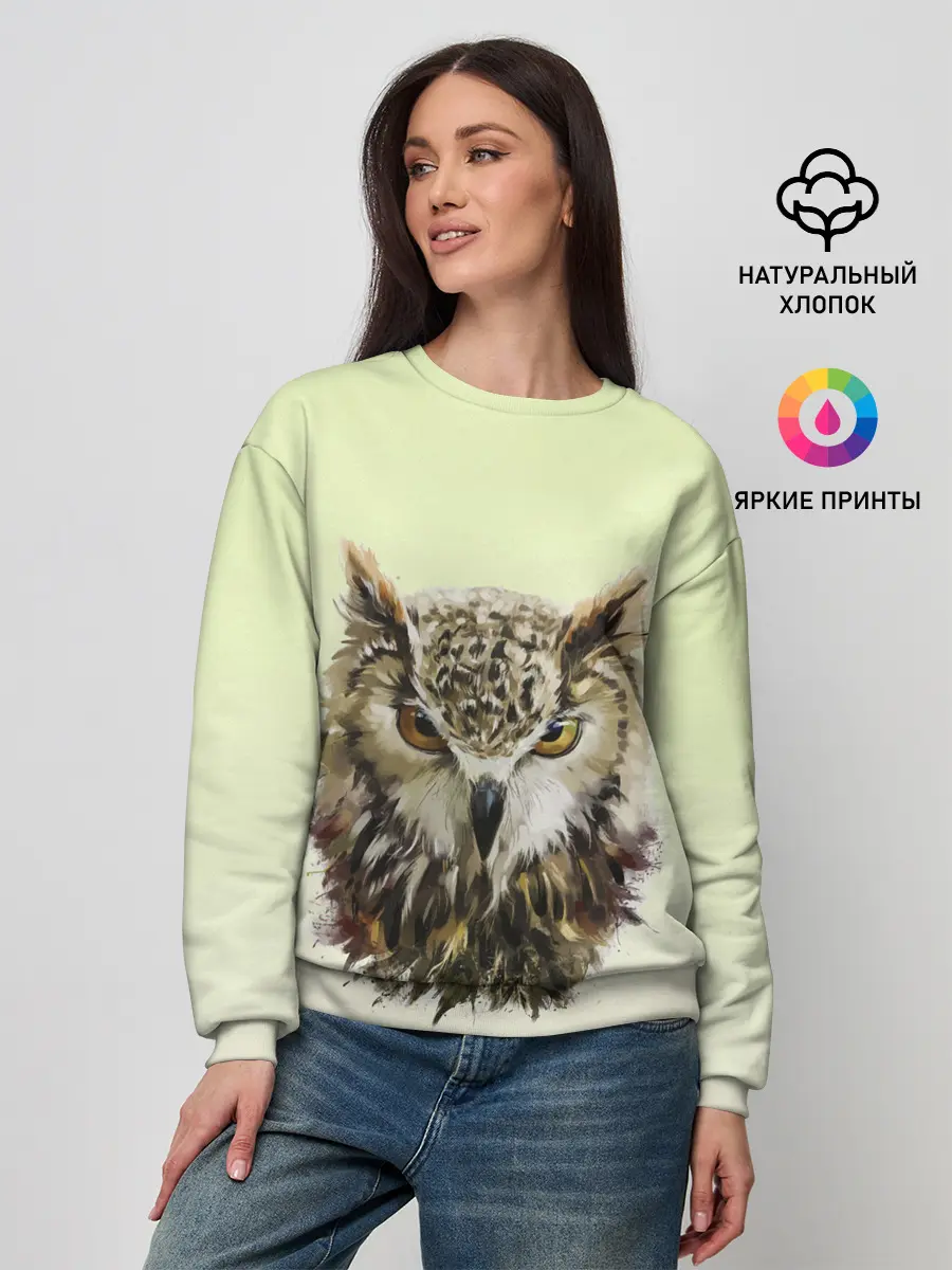 Женский свитшот / арт сова яркая