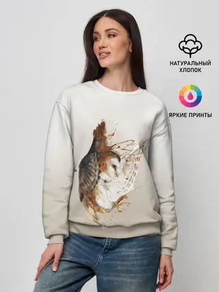 Женский свитшот / летящая сова рисунок