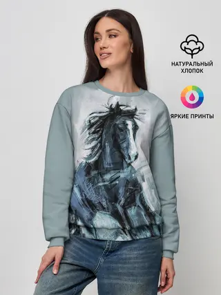 Женский свитшот / нарисованный конь