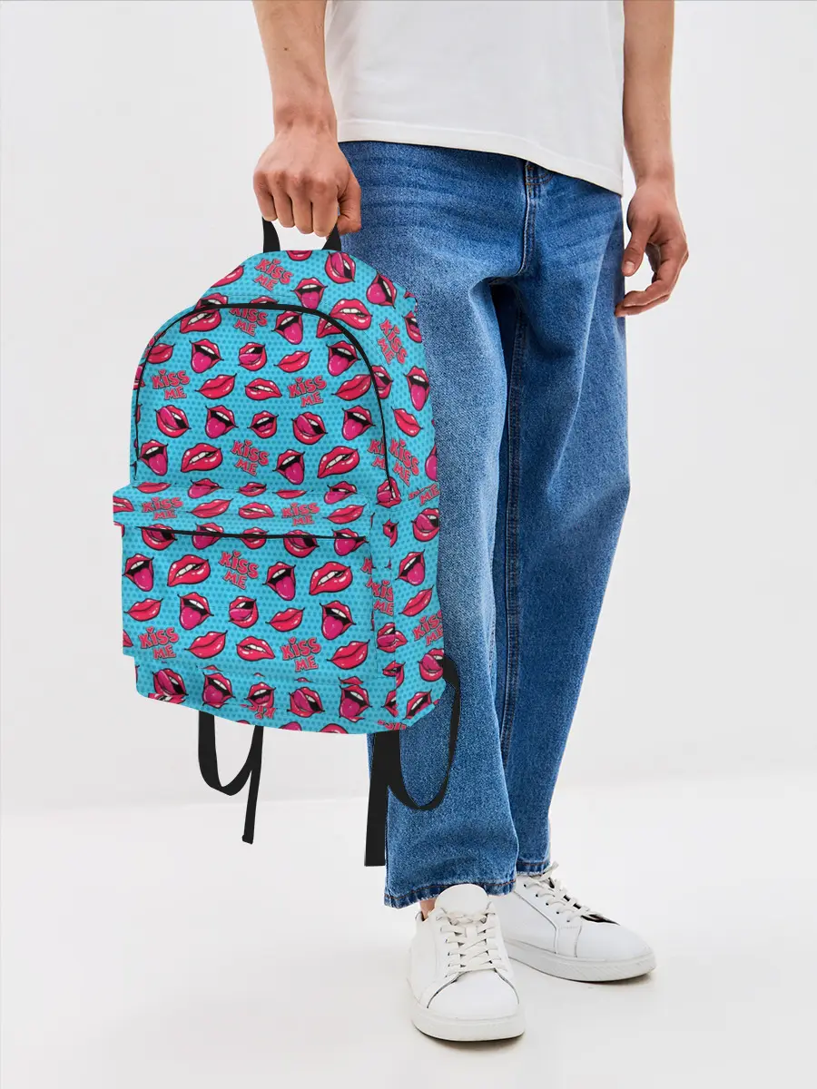 Рюкзак джинсовый / Губы. Поп-арт
