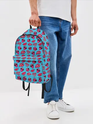 Рюкзак джинсовый / Губы. Поп-арт