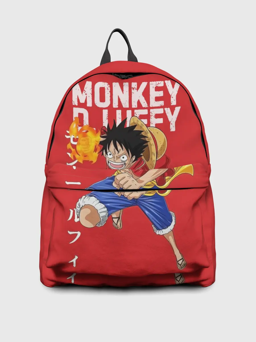 Рюкзак джинсовый / Monkey D. Luffy на красном