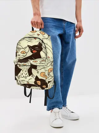 Рюкзак джинсовый / КОТЯТА ПАТТЕРН