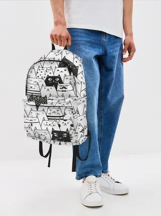 Рюкзак джинсовый / КОТЫ BLACK