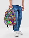 Рюкзак джинсовый / Дудлы узор разноцветный хиппи