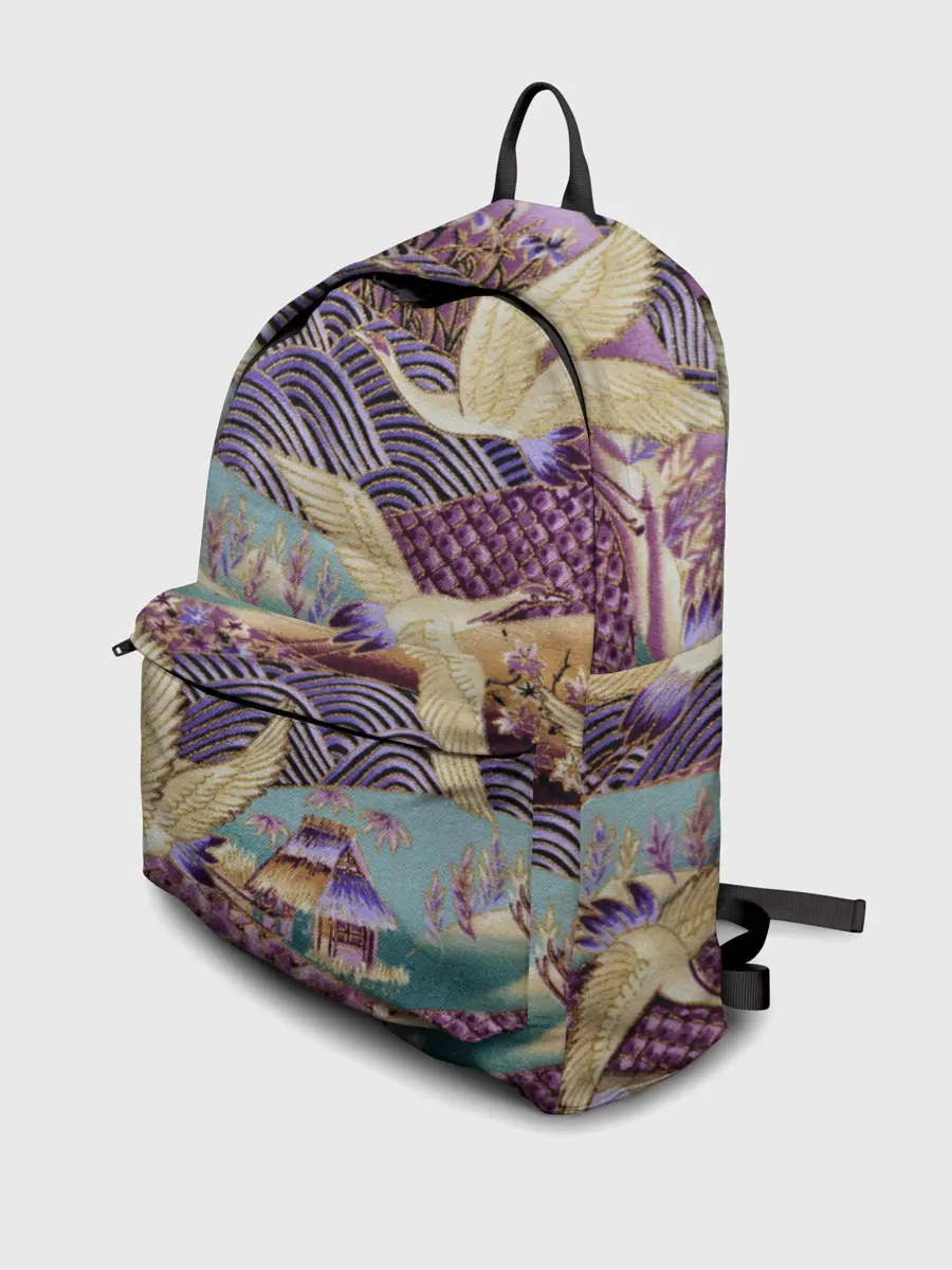 Рюкзак джинсовый / Японская вышивка с журавлями