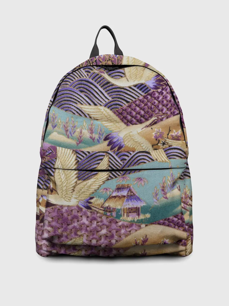 Рюкзак джинсовый / Японская вышивка с журавлями